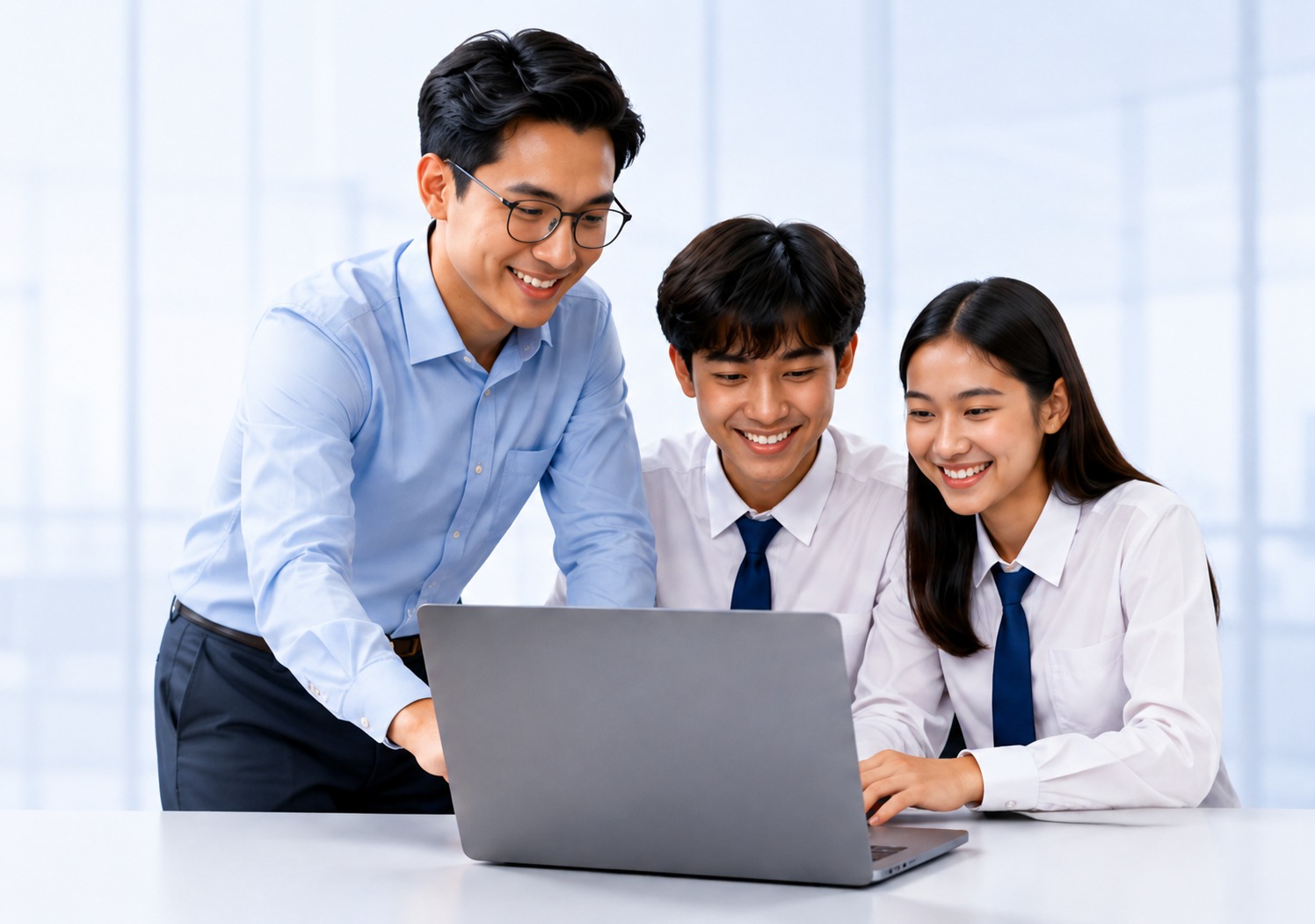 Guru membimbing siswa belajar digital di PlazaEdu