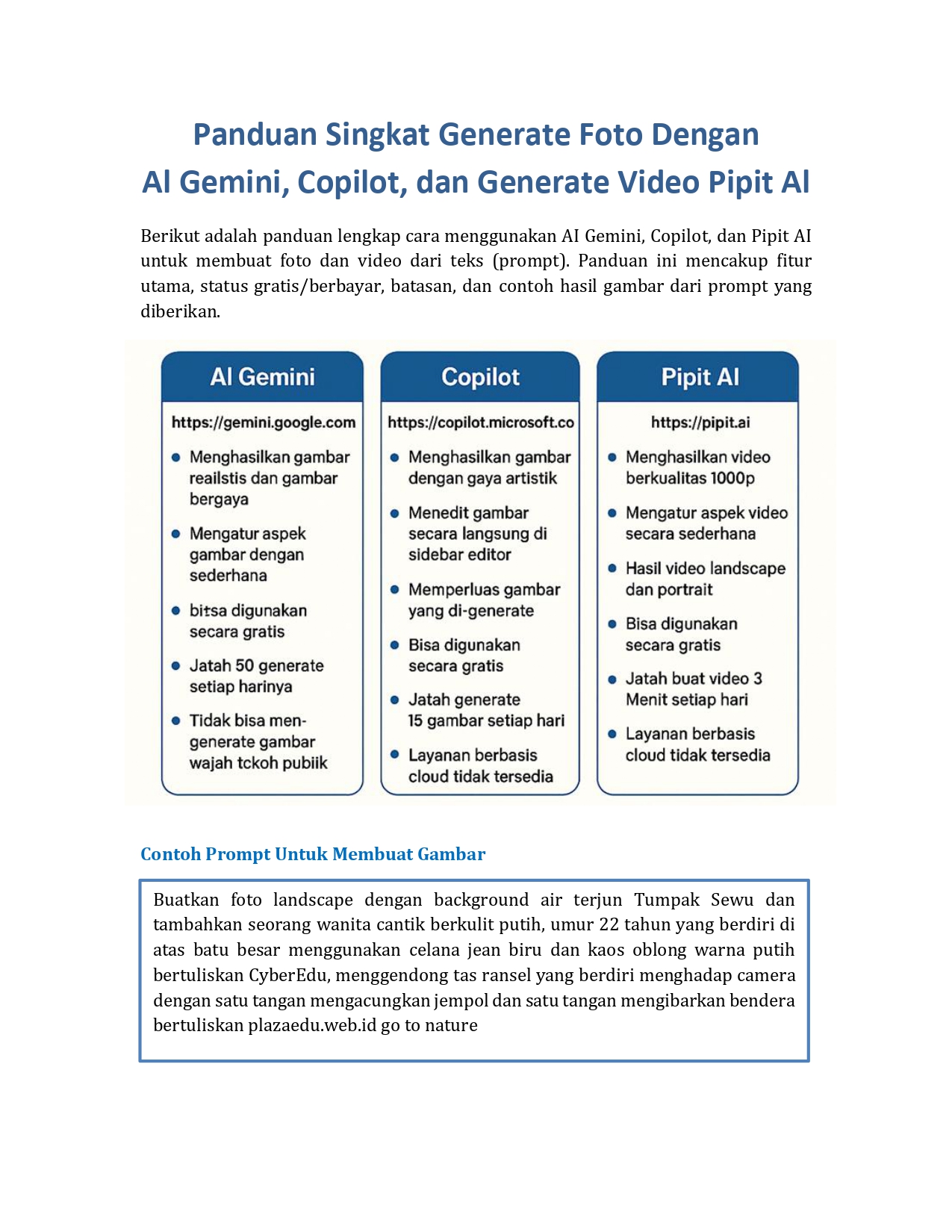 Panduan Generate Foto & Video bermodal AI